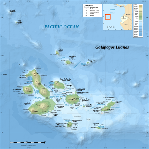 Galapagos Islands topographic map; image courtesy Eric Gaba